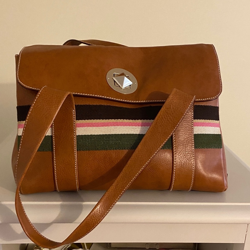 Kate Spade Brown Leather Women's Bag with Striped Detail